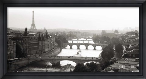 Framed Bridges over the Seine River, Paris Print