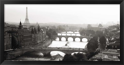 Framed Bridges over the Seine River, Paris Print