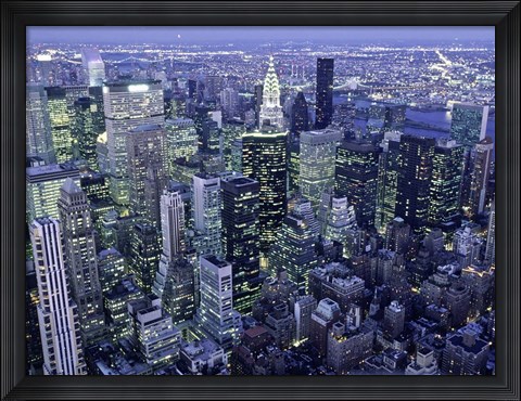 Framed Manhattan Skyline at dusk, NYC Print