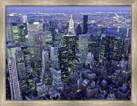 Framed Manhattan Skyline at dusk, NYC Print