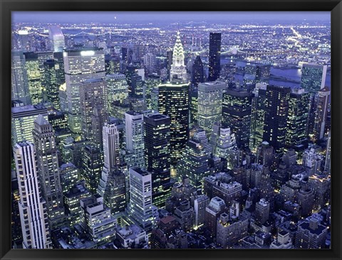 Framed Manhattan Skyline at dusk, NYC Print