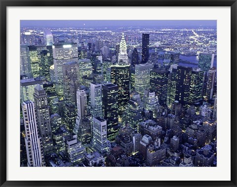 Framed Manhattan Skyline at dusk, NYC Print