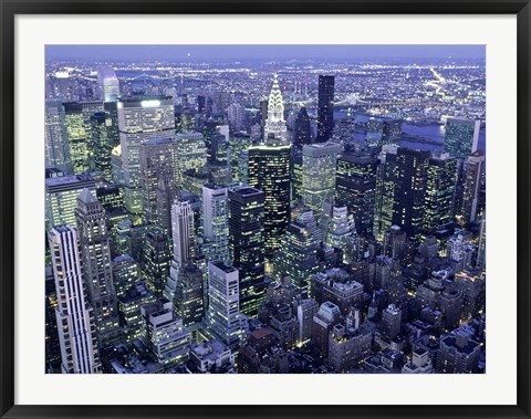 Framed Manhattan Skyline at dusk, NYC Print