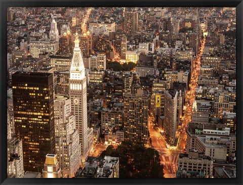 Framed Aerial View of Manhattan with Flatiron Building, NYC Print