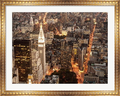 Framed Aerial View of Manhattan with Flatiron Building, NYC Print