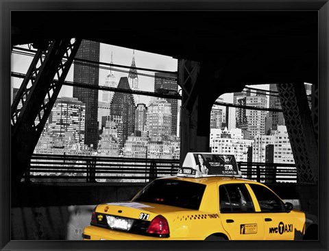 Framed Taxi on the Queensboro Bridge, NYC Print