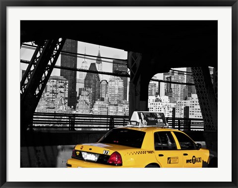 Framed Taxi on the Queensboro Bridge, NYC Print