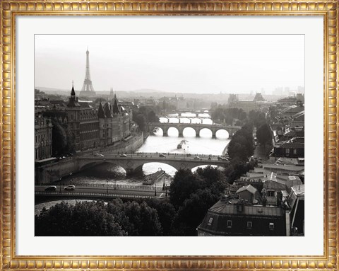 Framed Bridges over the Seine River, Paris 2 Print