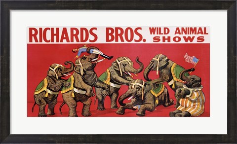 Framed Richards Bros. Wild Animal Shows, ca. 1925 Print