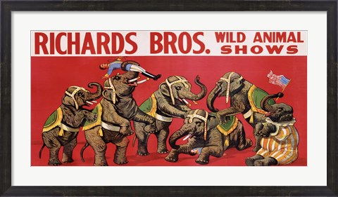 Framed Richards Bros. Wild Animal Shows, ca. 1925 Print