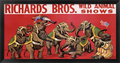 Framed Richards Bros. Wild Animal Shows, ca. 1925 Print