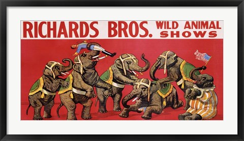 Framed Richards Bros. Wild Animal Shows, ca. 1925 Print