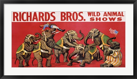 Framed Richards Bros. Wild Animal Shows, ca. 1925 Print