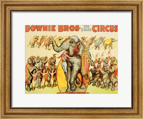 Framed Downie Bros. Big 3 Ring Circus, 1935 Print