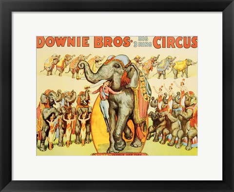 Framed Downie Bros. Big 3 Ring Circus, 1935 Print
