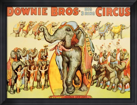 Framed Downie Bros. Big 3 Ring Circus, 1935 Print