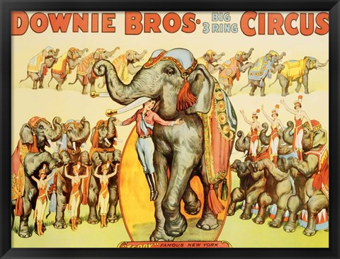 Framed Downie Bros. Big 3 Ring Circus, 1935 Print