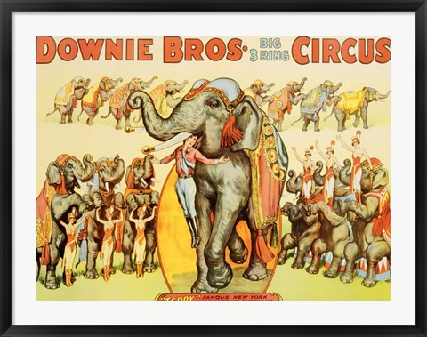 Framed Downie Bros. Big 3 Ring Circus, 1935 Print