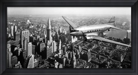 Framed DC-4 over Manhattan, NYC Print
