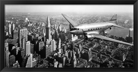 Framed DC-4 over Manhattan, NYC Print