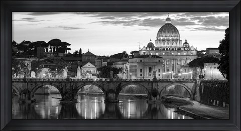Framed Night View at St. Peter&#39;s Cathedral, Rome Print