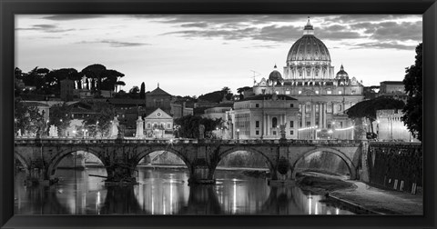 Framed Night View at St. Peter&#39;s Cathedral, Rome Print