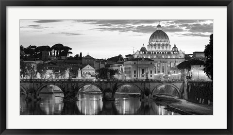 Framed Night View at St. Peter&#39;s Cathedral, Rome Print