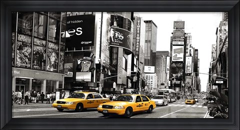 Framed Taxi in Times Square, NYC Print