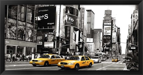 Framed Taxi in Times Square, NYC Print