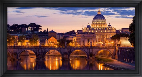 Framed Night View at St. Peter&#39;s cathedral, Rome Print