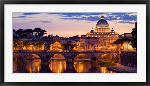 Framed Night View at St. Peter&#39;s cathedral, Rome Print