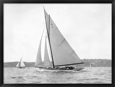 Framed Victorian sloop on Sydney Harbour, 1930 Print