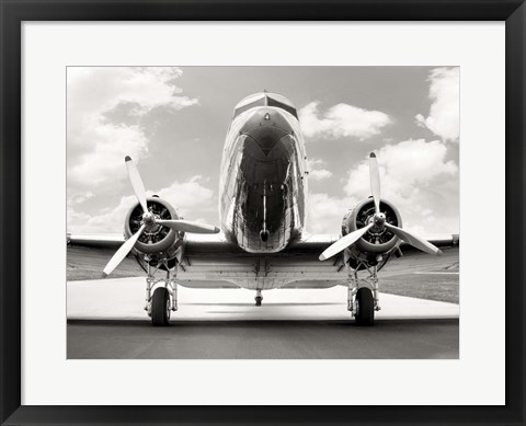 Framed Vintage DC-3 in air field Print