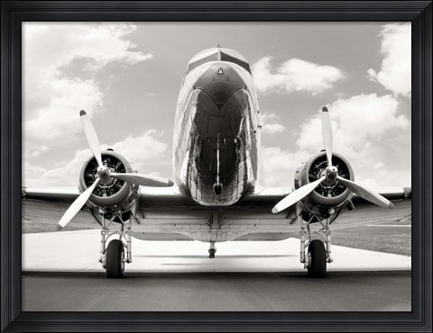 Framed Vintage DC-3 in air field Print