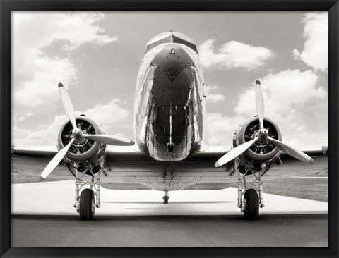 Framed Vintage DC-3 in air field Print