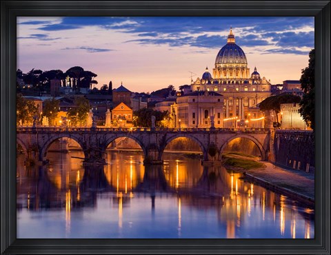 Framed Night View at St. Peter&#39;s Cathedral, Rome Print