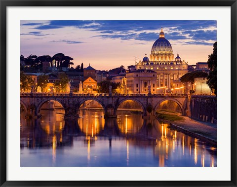 Framed Night View at St. Peter&#39;s Cathedral, Rome Print