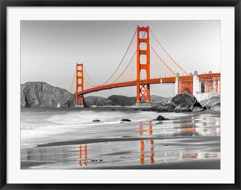 Framed Baker Beach and Golden Gate Bridge, San Francisco 1 Print