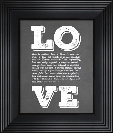 Framed Corinthians 13:4-8 Love is Patient - Chalkboard Print