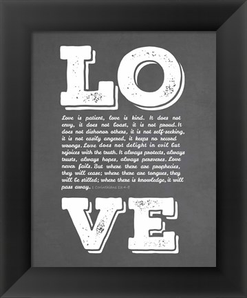 Framed Corinthians 13:4-8 Love is Patient - Chalkboard Print