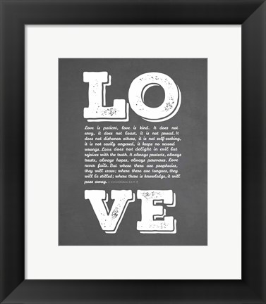 Framed Corinthians 13:4-8 Love is Patient - Chalkboard Print