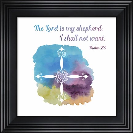 Framed Psalm 23 The Lord is My Shepherd - Cross 1 Print