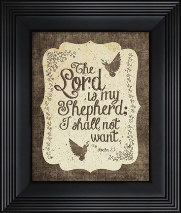 Framed Psalm 23 The Lord is My Shepherd - Bird Border Print
