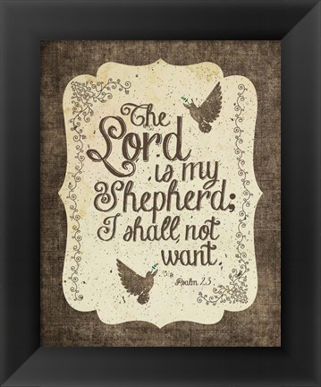 Framed Psalm 23 The Lord is My Shepherd - Bird Border Print
