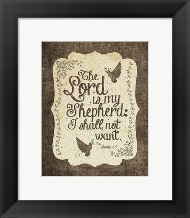 Framed Psalm 23 The Lord is My Shepherd - Bird Border Print