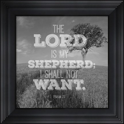 Framed Psalm 23 The Lord is My Shepherd - Field Print