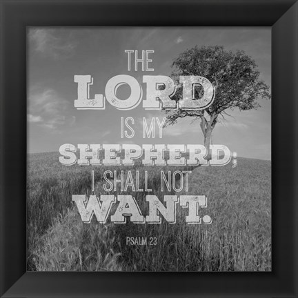 Framed Psalm 23 The Lord is My Shepherd - Field Print