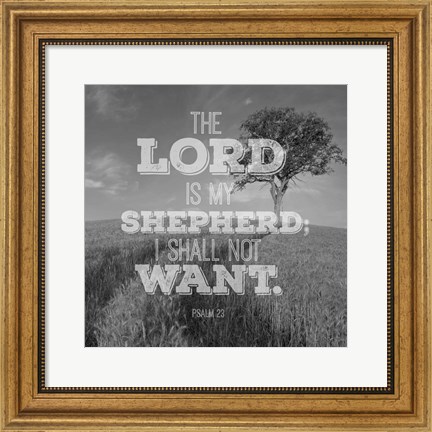 Framed Psalm 23 The Lord is My Shepherd - Field Print