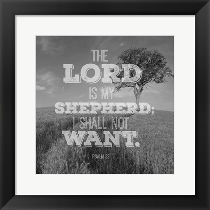 Framed Psalm 23 The Lord is My Shepherd - Field Print