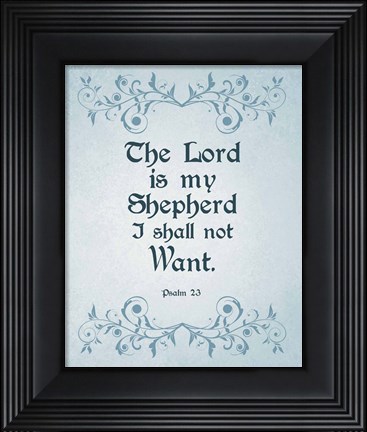 Framed Psalm 23 The Lord is My Shepherd - Blue Print